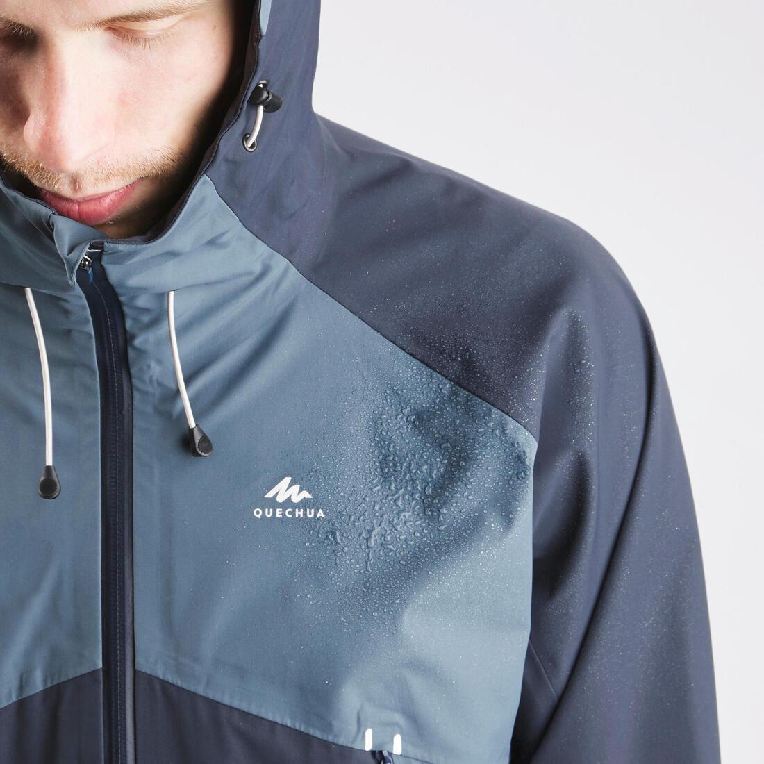 Men Hiking Lightweight Waterproof Jacket Mh500, Blue, No Color, large image number 2