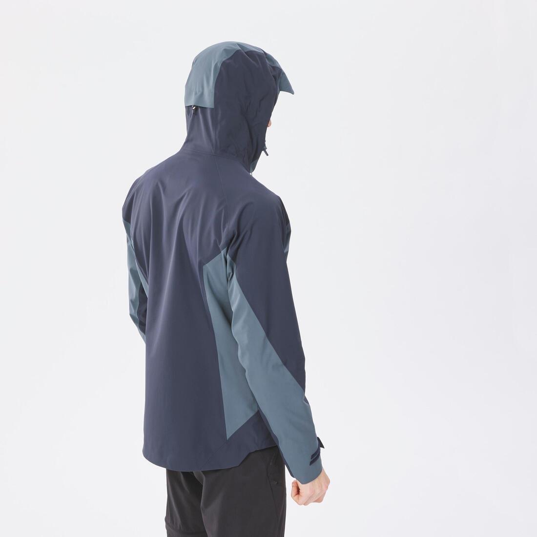 Men Hiking Lightweight Waterproof Jacket Mh500, Blue, No Color, large image number 4