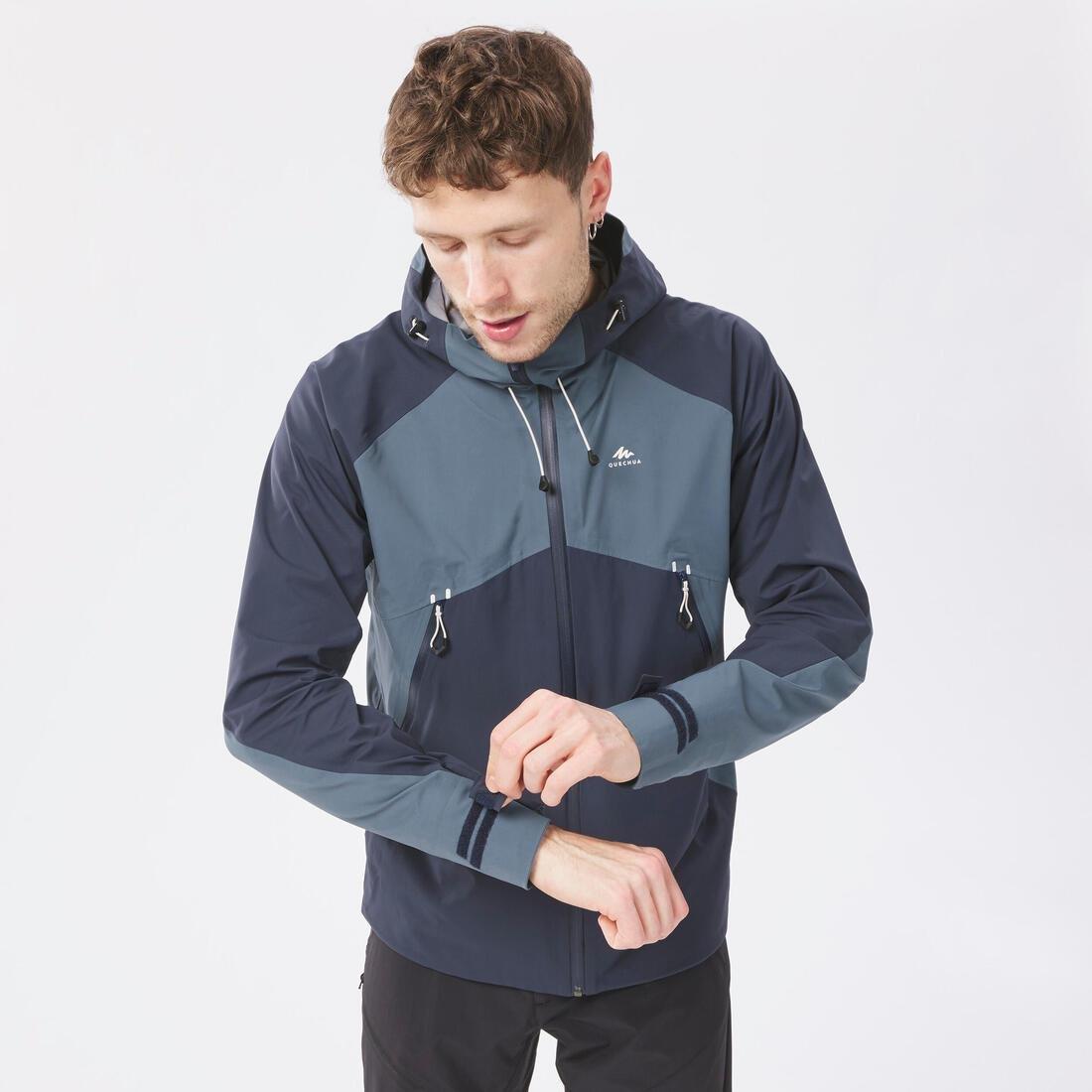 Men Hiking Lightweight Waterproof Jacket Mh500, Blue, No Color, large image number 8