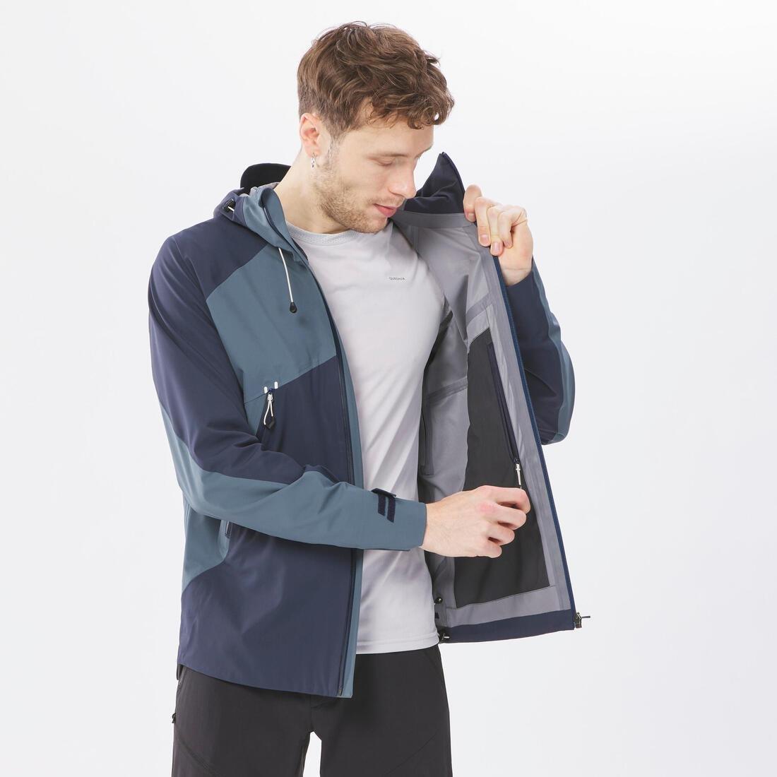 Men Hiking Lightweight Waterproof Jacket Mh500, Blue, No Color, large image number 11
