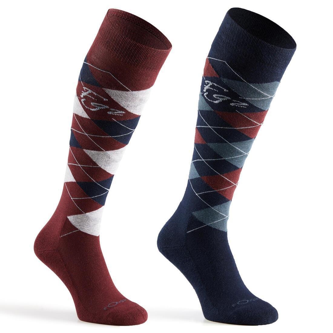 MAHOGANY BROWN Argyle Adult Horse Riding Socks, , large image number 0