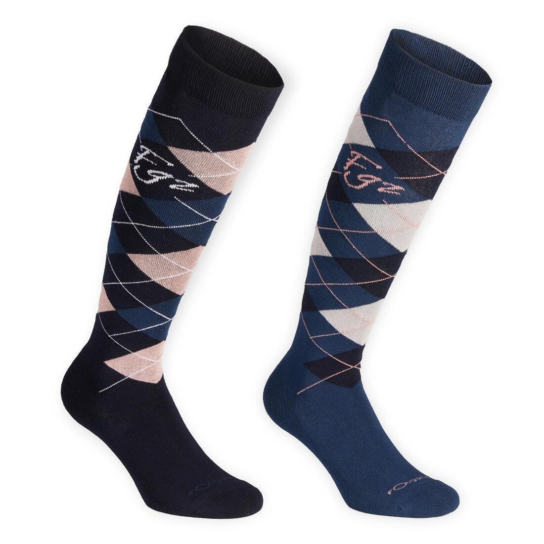 MAHOGANY BROWN Argyle Adult Horse Riding Socks, , large image number 1