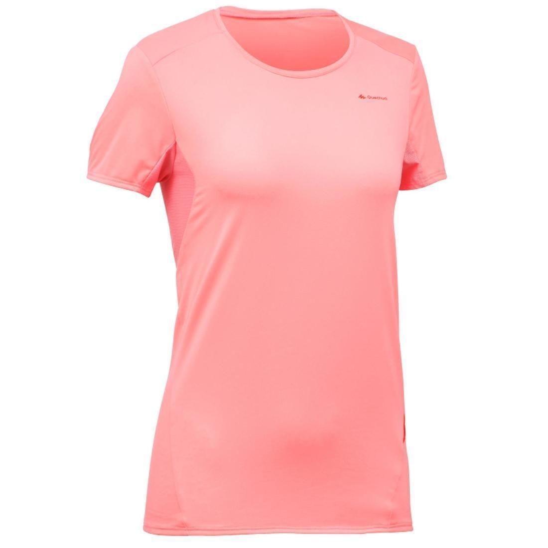 Women's Mountain Walking Short-Sleeved T-Shirt MH100 - Lychee, Mauve, No Color, large image number 3