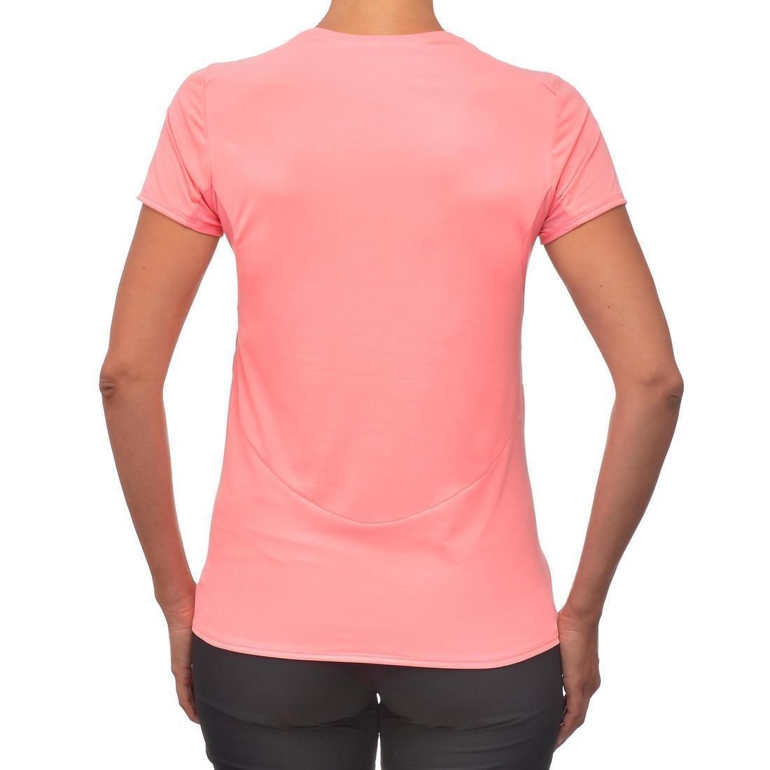 Women's Mountain Walking Short-Sleeved T-Shirt MH100 - Lychee, Mauve, No Color, large image number 5