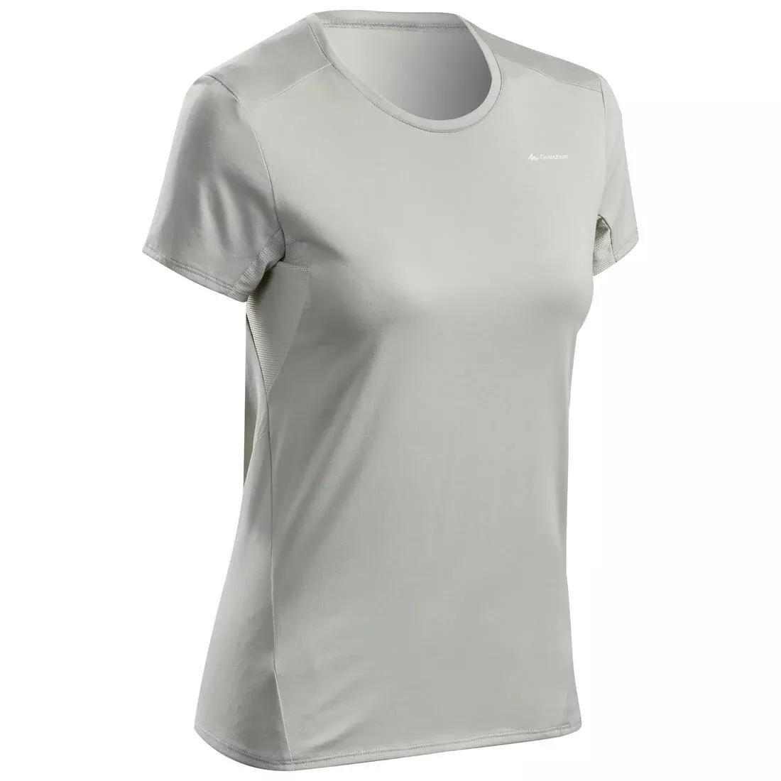 QUECHUA - Women's Short-Sleeved Walking T-Shirt, Sage Green