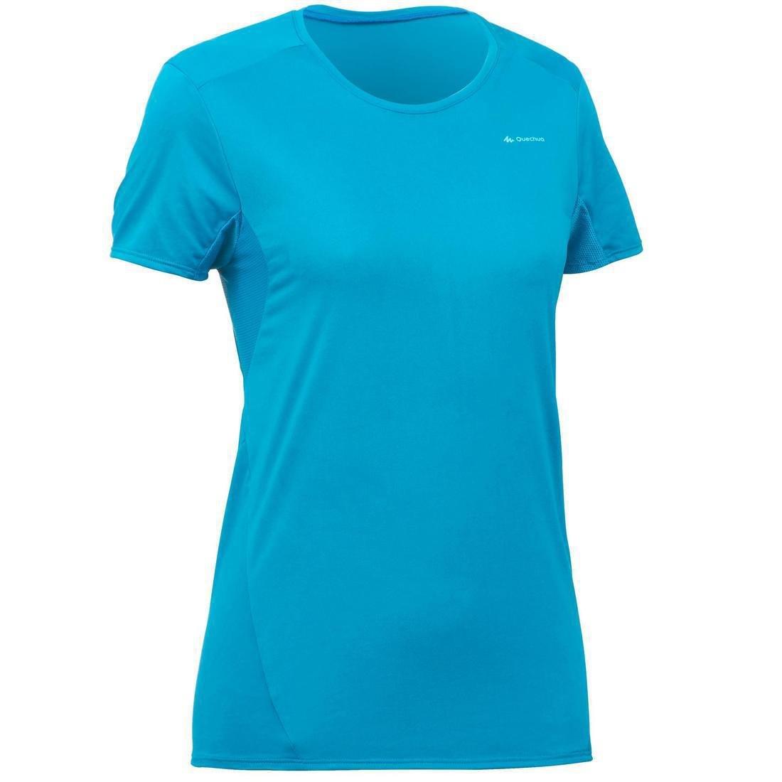 QUECHUA - Women's Short-Sleeved Walking T-Shirt, Sage Green