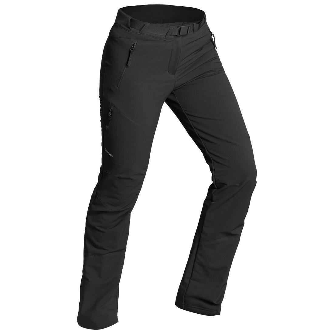 Women Warm Water-Repellent Stretch Hiking Trousers - SH500 X-Warm, Black, No Color, large image number 0