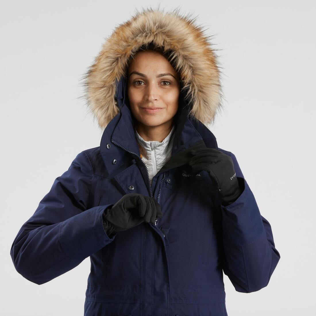 Women's Hiking Warm Waterproof Parka Sh500 U-Warm, Asphalt Blue, , large image number 3