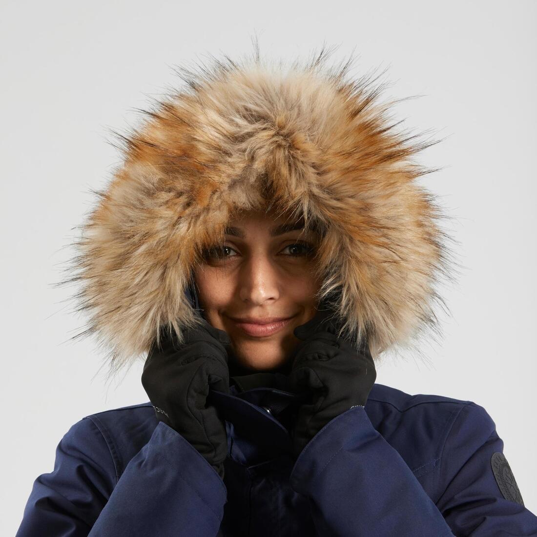 Women's Hiking Warm Waterproof Parka Sh500 U-Warm, Asphalt Blue, , large image number 4