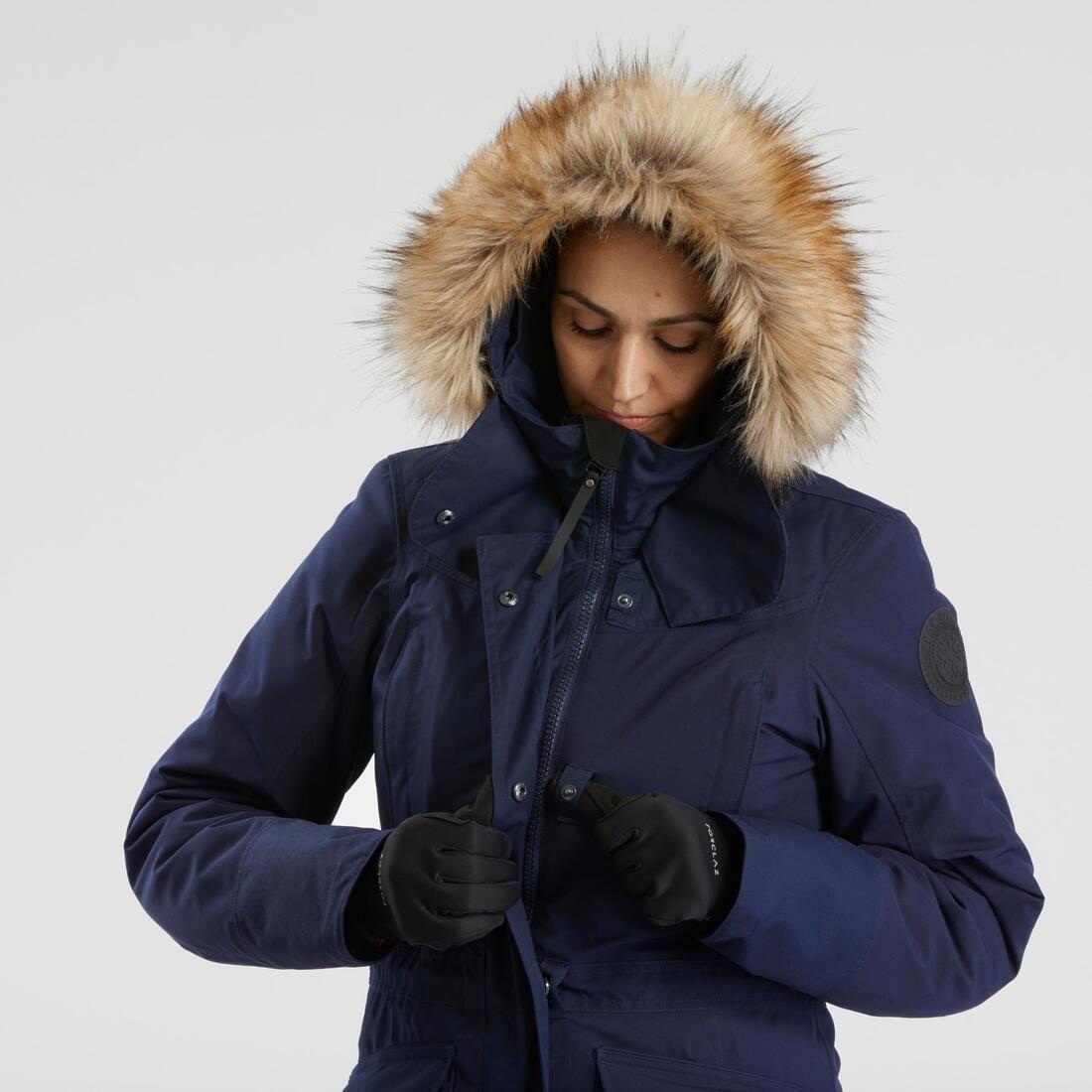 Women's Hiking Warm Waterproof Parka Sh500 U-Warm, Asphalt Blue, , large image number 5