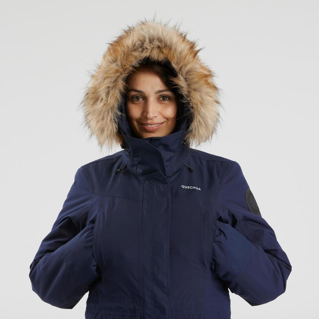 Women's Hiking Warm Waterproof Parka Sh500 U-Warm, Asphalt Blue, , large image number 7