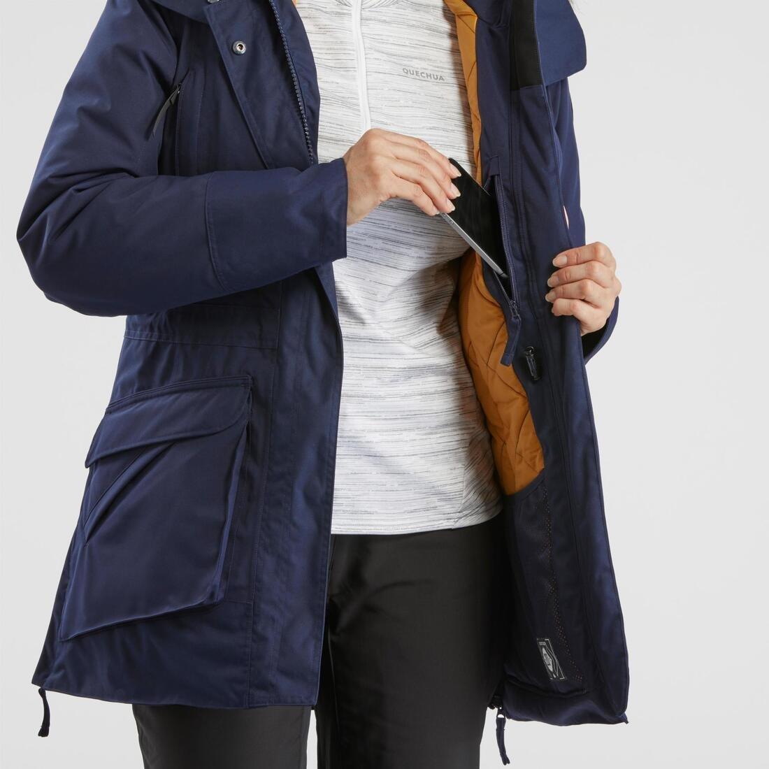 Women's Hiking Warm Waterproof Parka Sh500 U-Warm, Asphalt Blue, , large image number 10