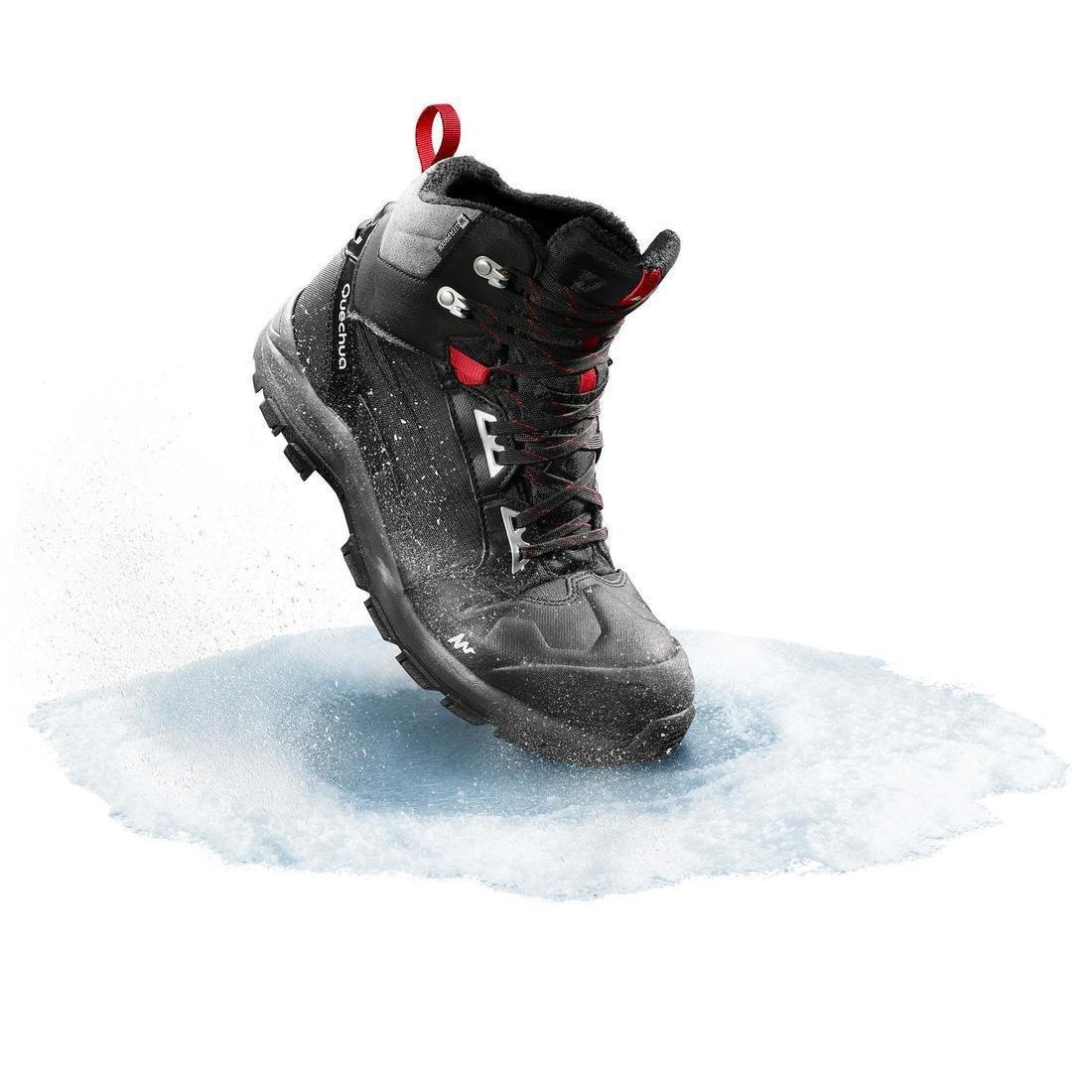 BLACK Men's Warm and Waterproof Hiking Boots - SH500 mountain MID, No Color, medium
