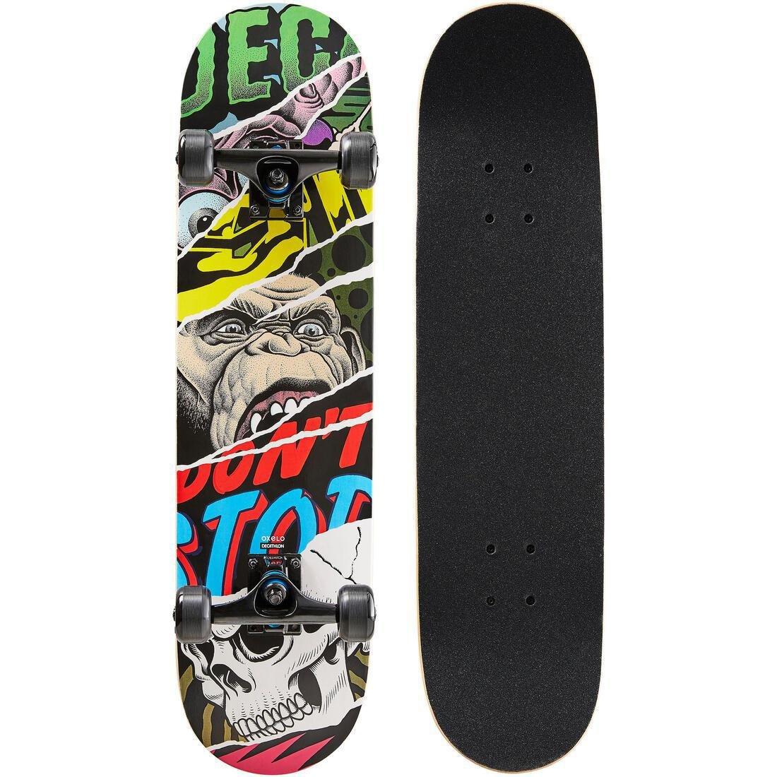 Kids' Skateboard 500 Monkey, Black, No Color, large image number 0