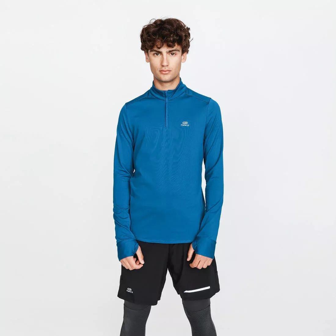 Kalenji  Warm Long-Sleeved Running T-Shirt, Petrol Blue, , large image number 0