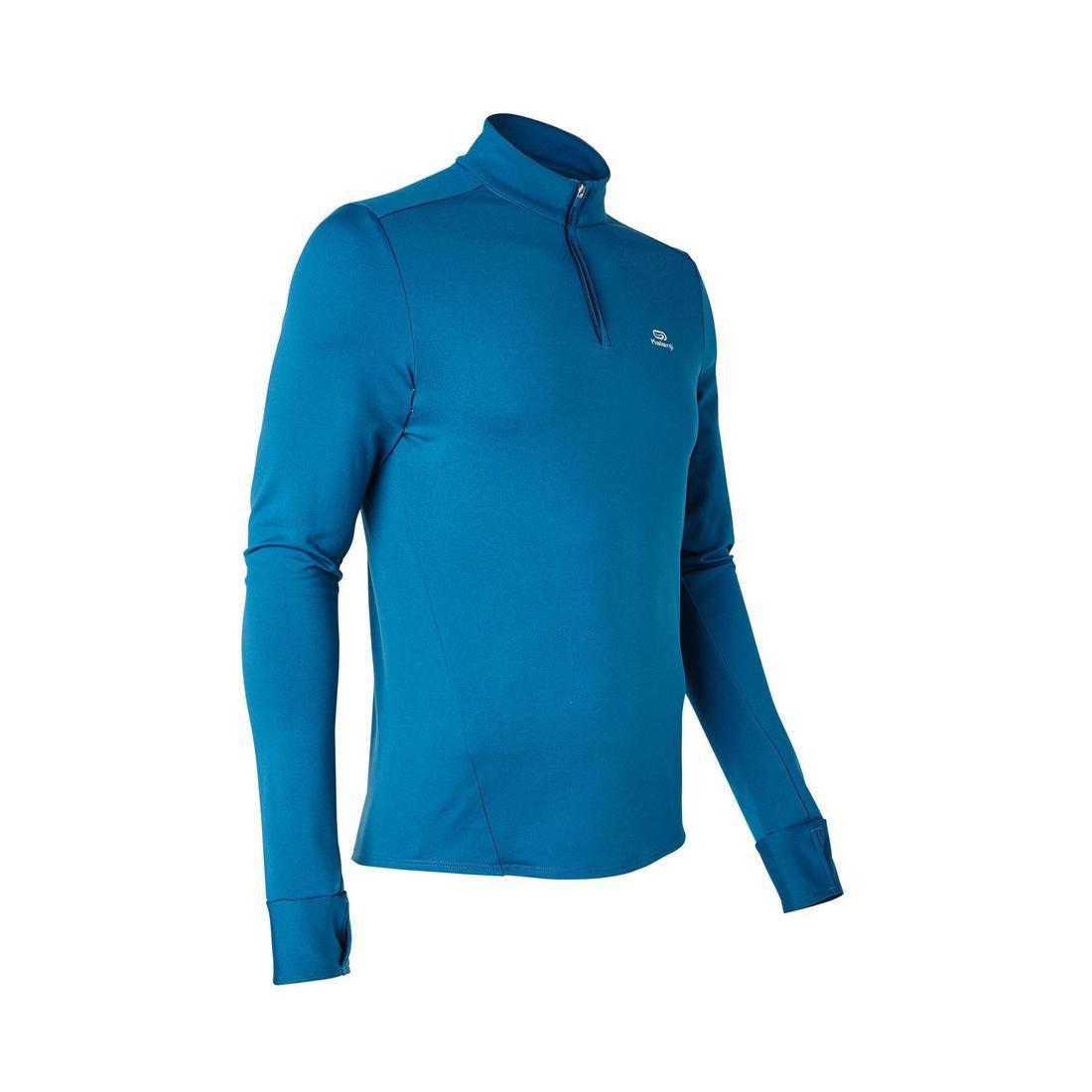 Kalenji Warm Long Sleeved Running T Shirt Petrol Blue