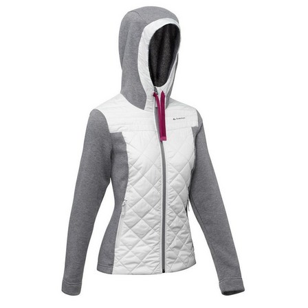 QUECHUA - Womens Hiking Hooded Sweatshirt - Nh100 Hybrid, Pewter