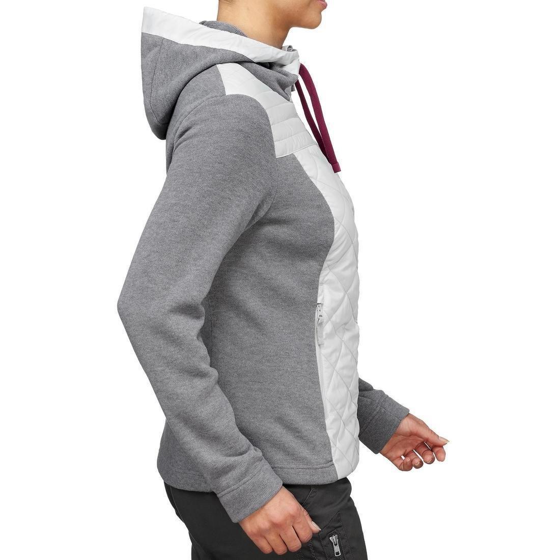 Womens Hiking Hooded Sweatshirt - Nh100 Hybrid, Pewter, , large image number 2