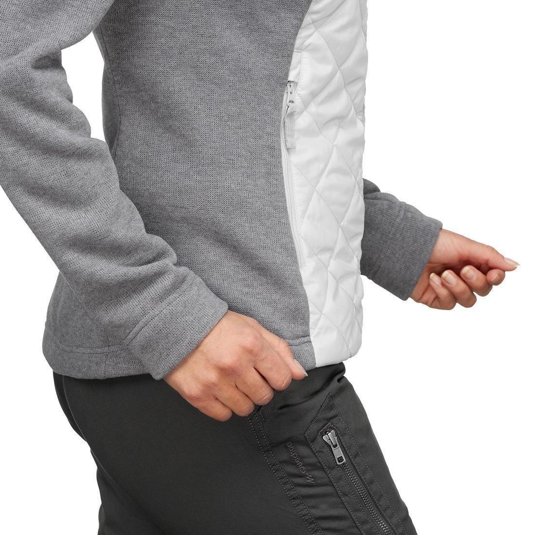 Womens Hiking Hooded Sweatshirt - Nh100 Hybrid, Pewter, No Color, medium