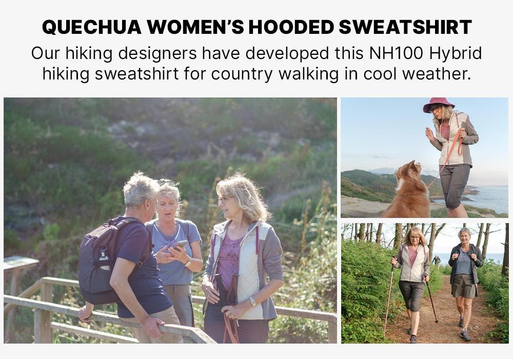 Womens Hiking Hooded Sweatshirt - Nh100 Hybrid, Pewter, No Color, medium