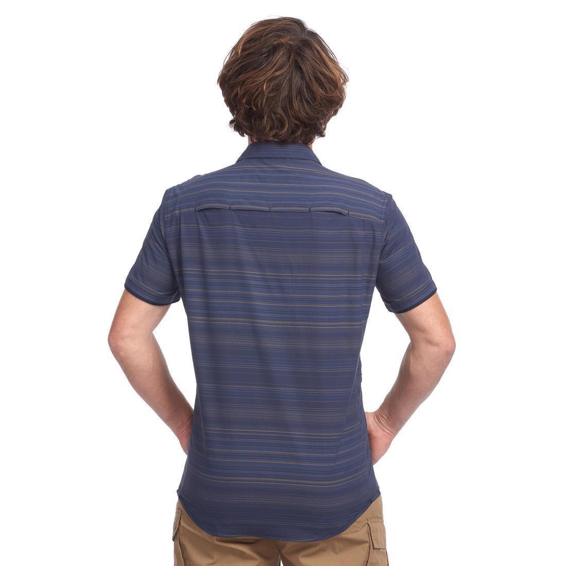 Men Short Sleeved Travel Shirt, Striped Blue, , large image number 2