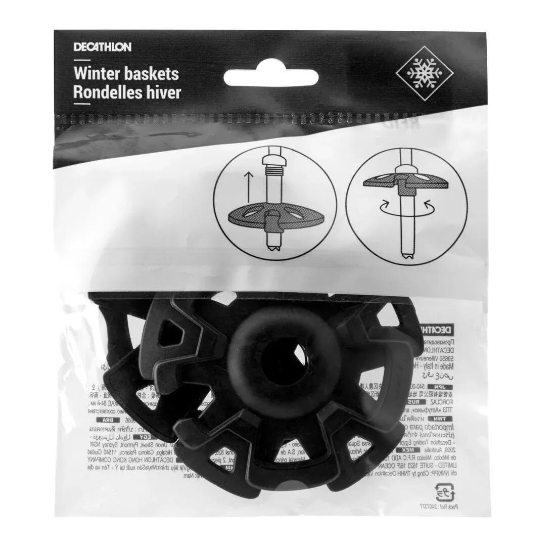 Set of Two Winter Baskets for Hiking Poles, Black, No Color, large image number 0