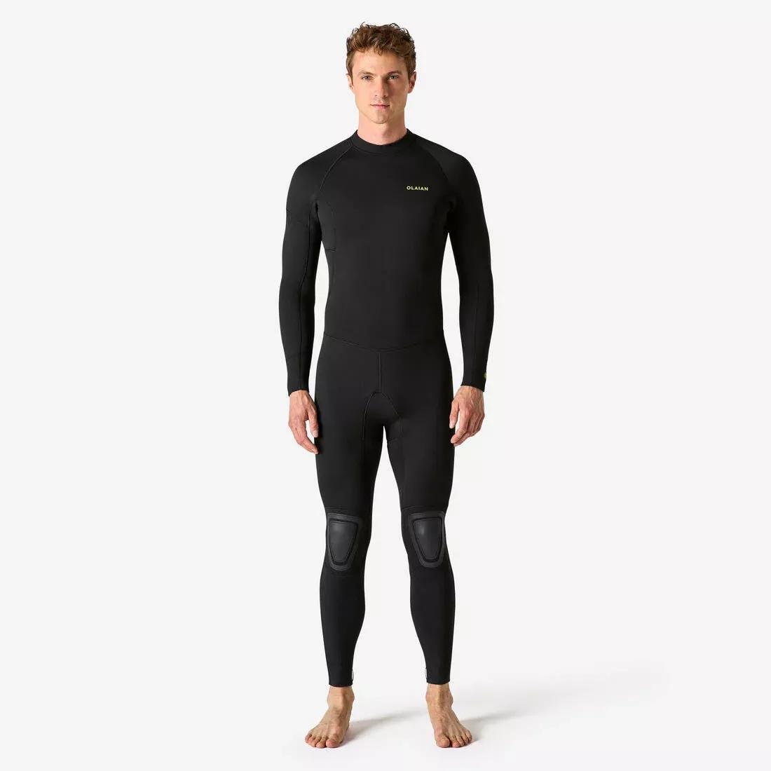 Men Surfing 4/3 mm Neoprene Wetsuit - 100, Black, No Color, medium