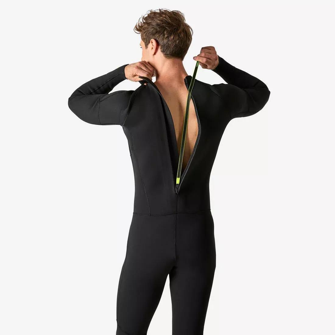 Men Surfing 4/3 mm Neoprene Wetsuit - 100, Black, No Color, medium