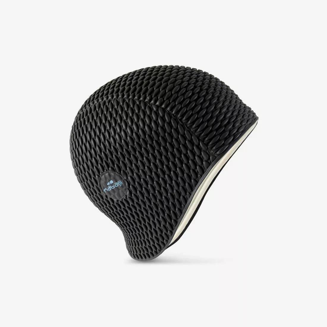Embossed Swimming Cap, Black, No Color, large image number 0