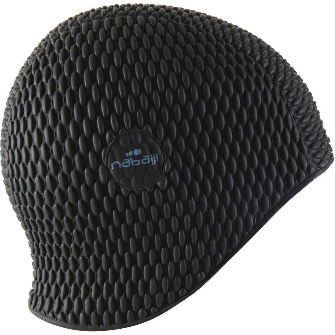 Embossed Swimming Cap, Black, No Color, large image number 1