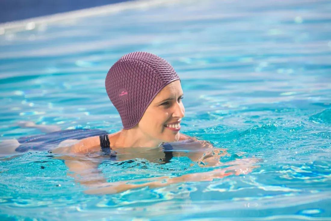 Embossed Swimming Cap, Black, No Color, large image number 5