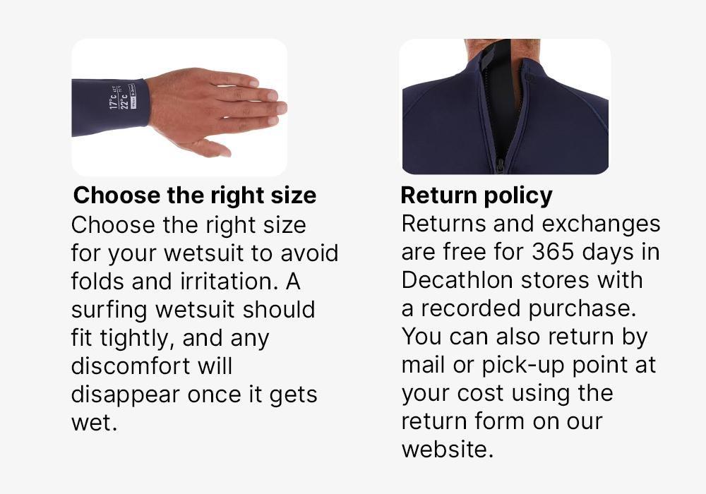 Men Surfing Neoprene Wetsuit - 100, Navy Blue, No Color, medium