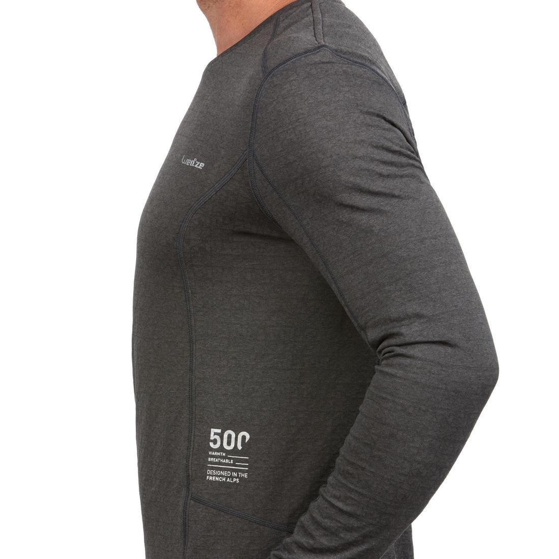500Mens Ski Base Layer Top, Charcoal Grey, No Color, large image number 5