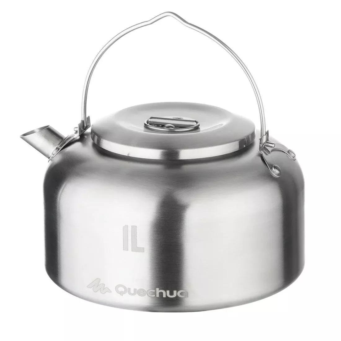 QUECHUA - Stainless Steel Camping Kettle, Grey