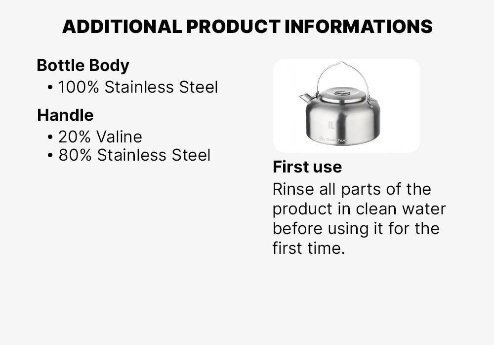 Stainless Steel Camping Kettle, Grey, No Color, medium