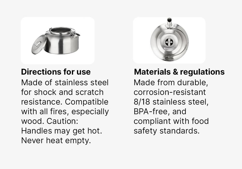 Stainless Steel Camping Kettle, Grey, No Color, medium