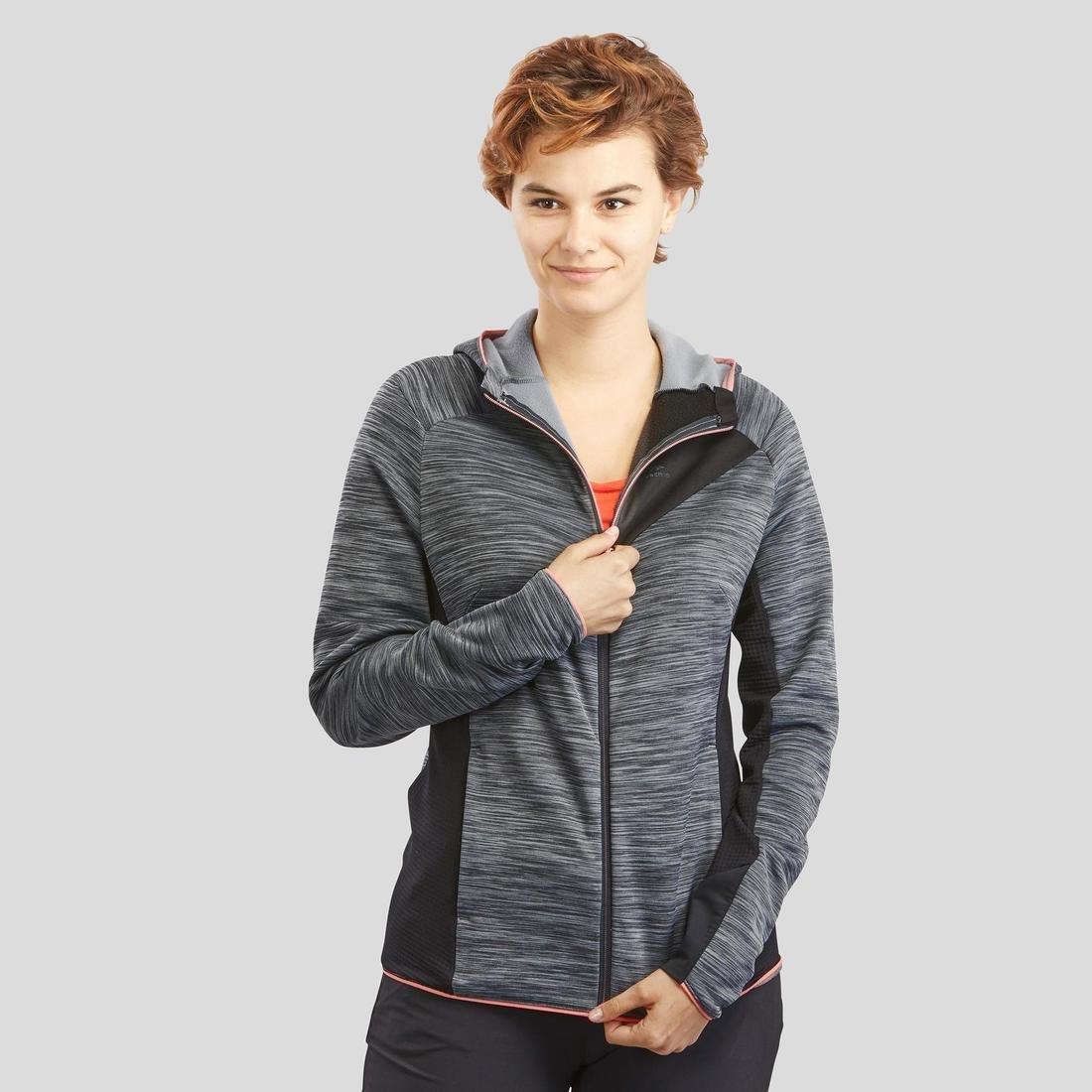 QUECHUA - Womens Walking Fleece Jacket, Carbon Grey