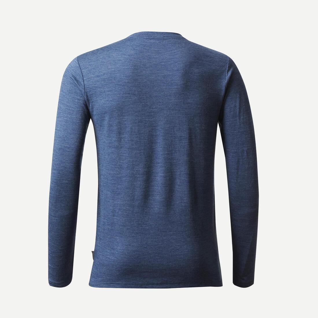 Men Long-Sleeved Merino Wool Trekking T-Shirt - Travel 100, Grey, , large image number 1