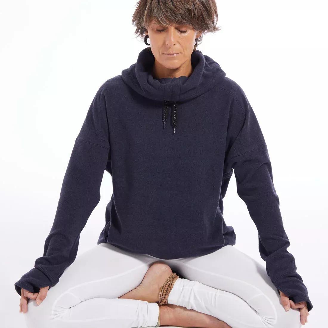 NAVY BLUE Women's Relaxation Yoga Fleece Sweatshirt, No Color, medium