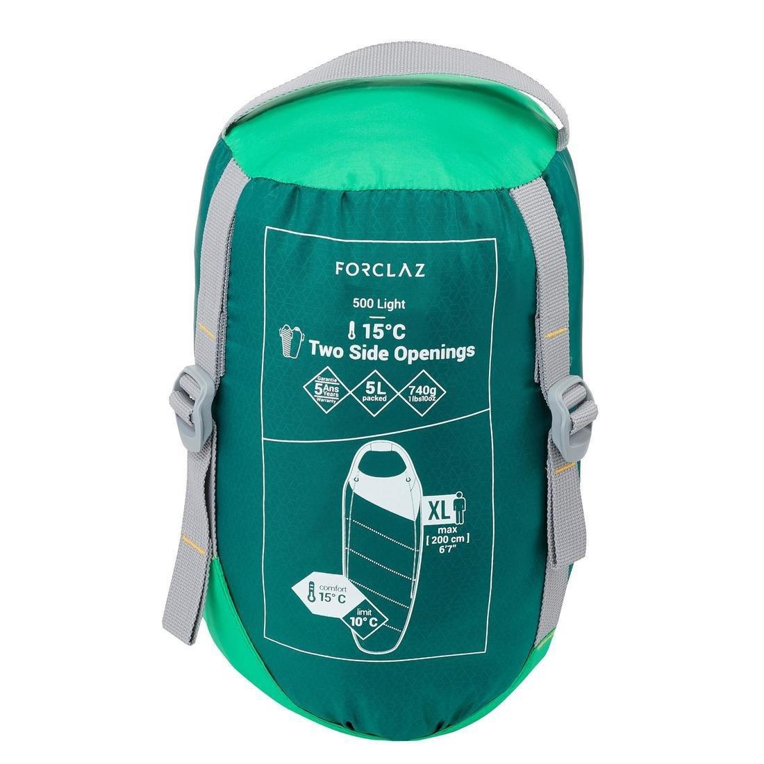 Trek500 Trekking Feather Sleeping Bag, Alpine Green, No Color, large image number 11