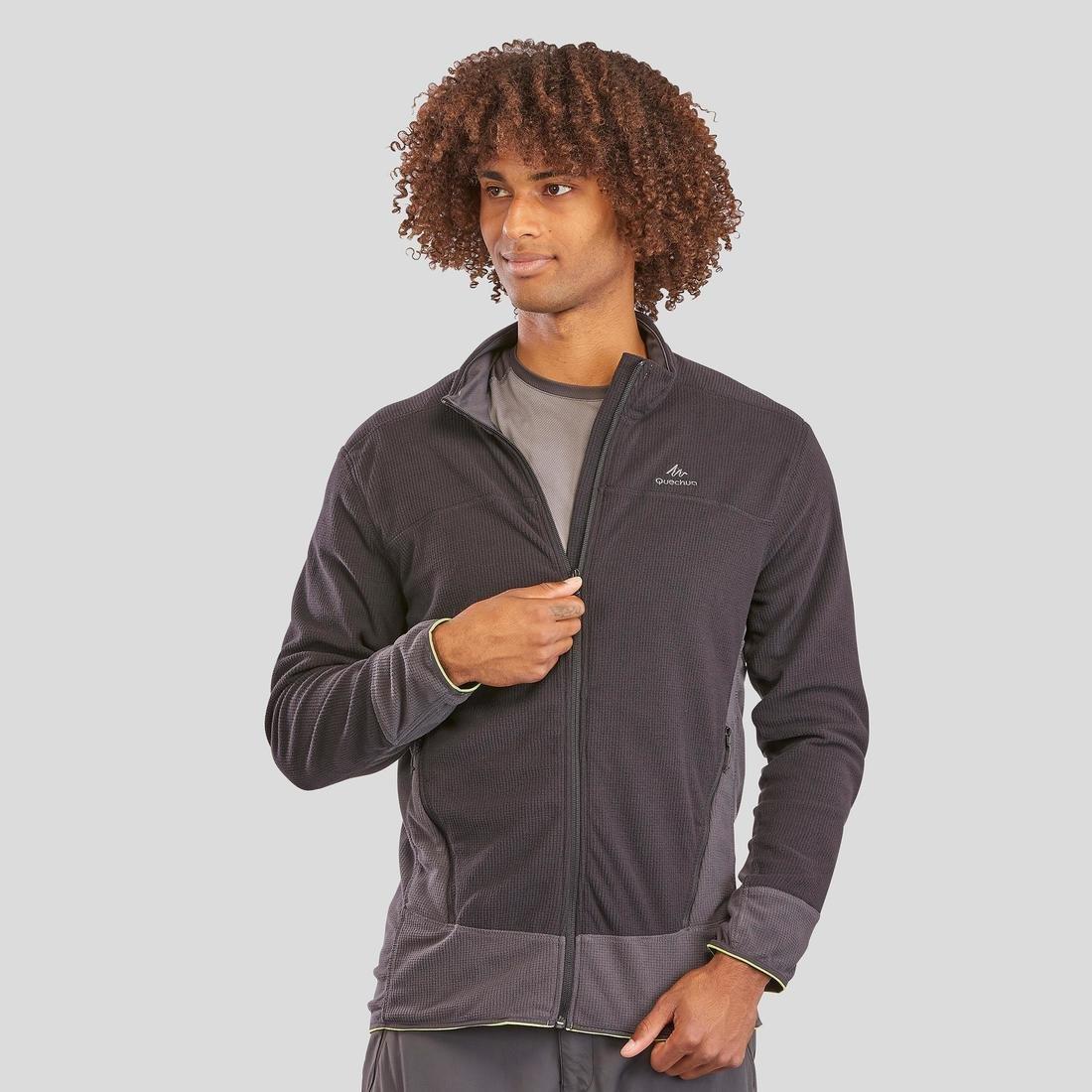 Men's Hiking Light Fleece Jacket Mh520, Black, No Color, medium