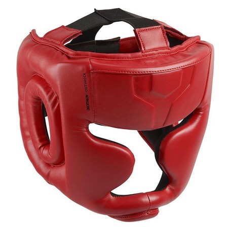 OUTSHOCK - Kids' Full Face Boxing Headguard 500, Red