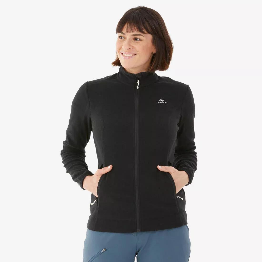 QUECHUA - Women's Walking Fleece Jacket, Black