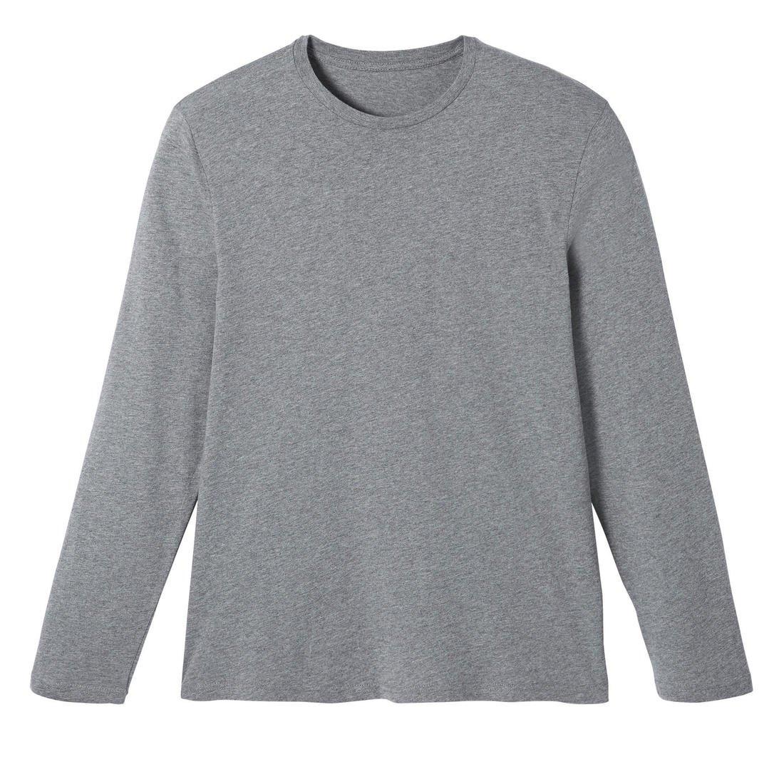 Long-Sleeved Fitness Cotton T-Shirt, Blue, No Color, large image number 4