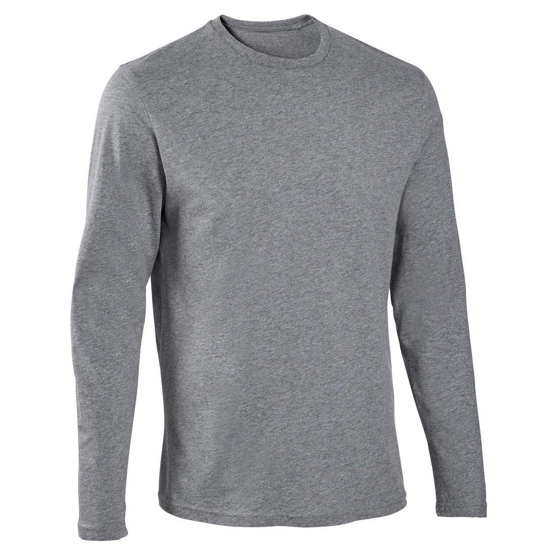 Long-Sleeved Fitness Cotton T-Shirt, Blue, No Color, large image number 5