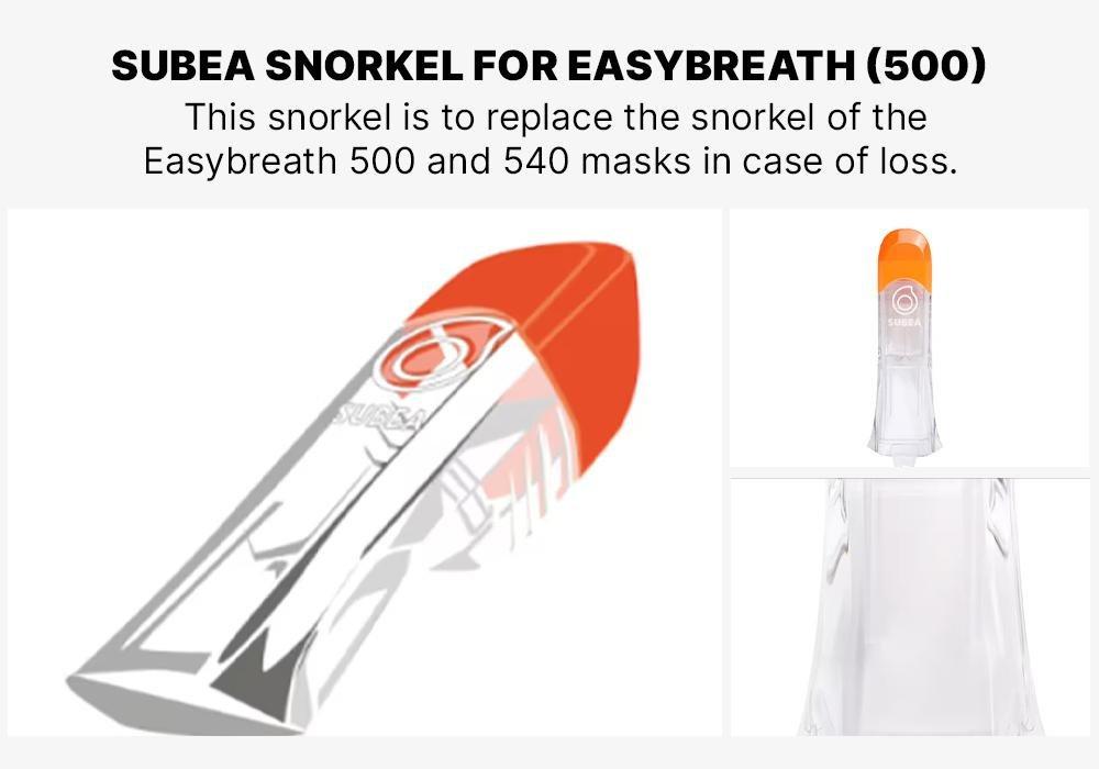 Snorkel For Snorkelling Mask Easybreath - 500, Orange, No Color, large image number 6