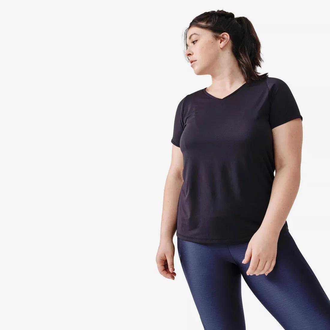 Women's Running Breathable Short-Sleeved T-Shirt Dry, Black, , large image number 1