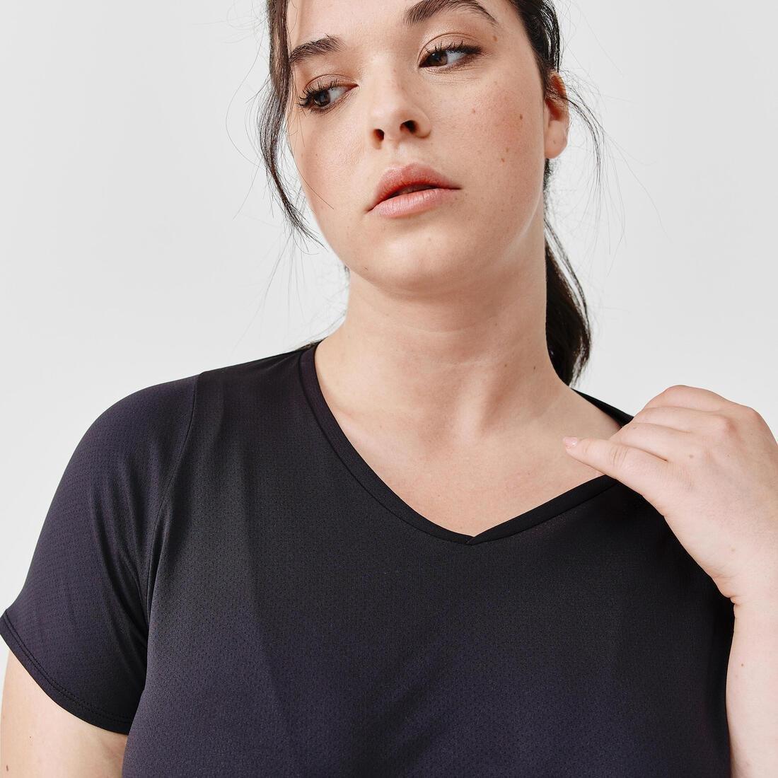 Women's Running Breathable Short-Sleeved T-Shirt Dry, Black, , large image number 10