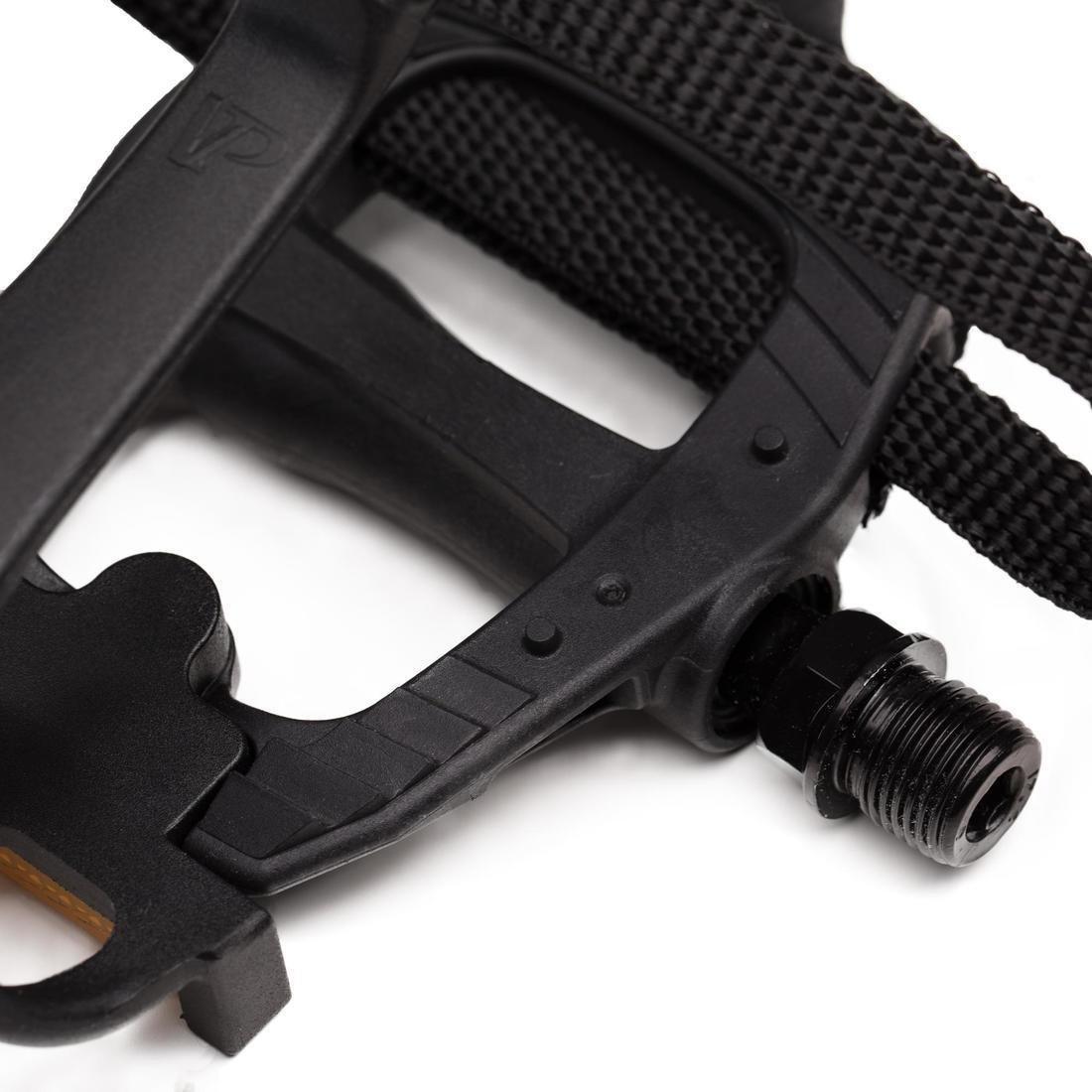 Resin Road Biking Pedals With Toe Clips - 100, Black, No Color, large image number 3