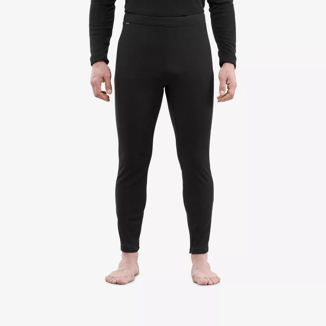 Mens Base Layer Ski Bottoms 100, Black, No Color, medium